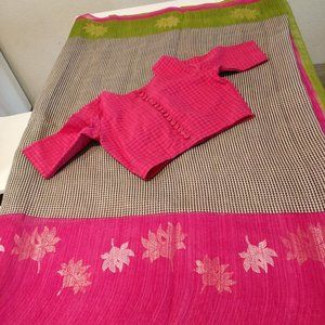 Beautiful designer pink saree sari -  LIKE NEW !